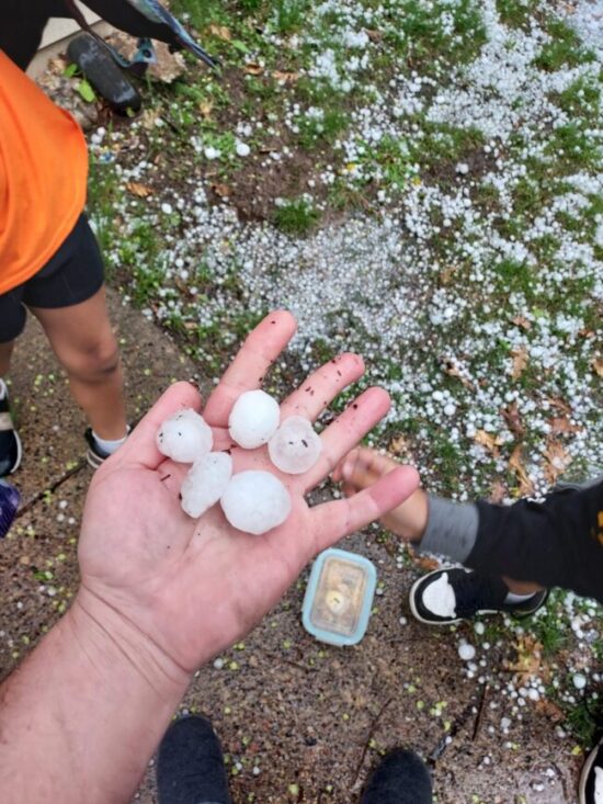 1.25" size hail St Paul, MN. Huge hail stones causes hail damage to roofs