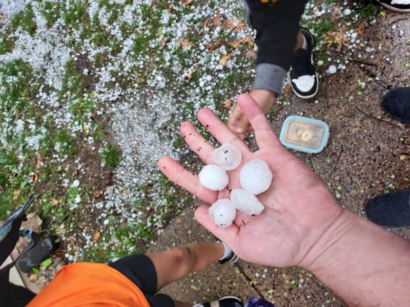 Holes in roof vent caused by hail